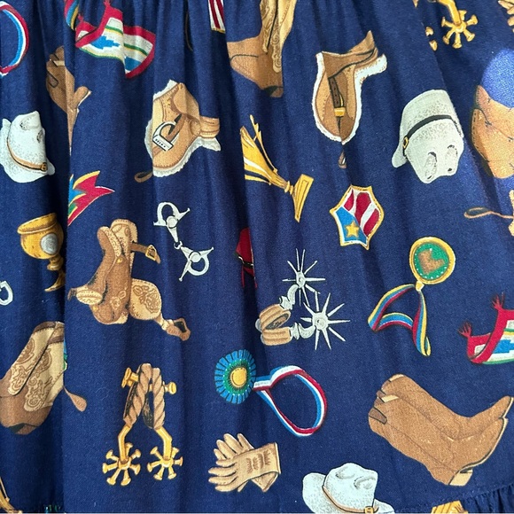 VINTAGE Western Style Lucia Lukken Mixed Print Cotton Broomskirt Skirt, Medium - Picture 3 of 8